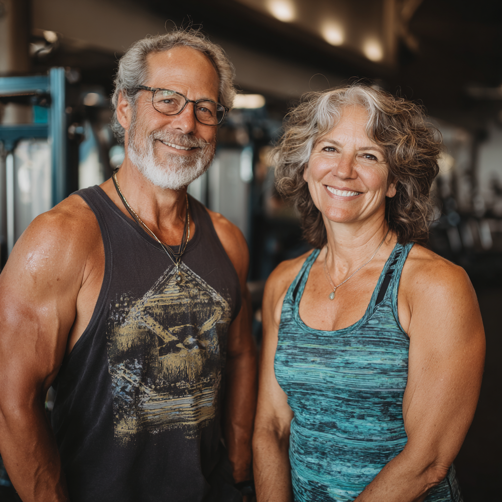 Пара у віці 58 років разом займається спортом та радіє своїм досягненням у фітнесі